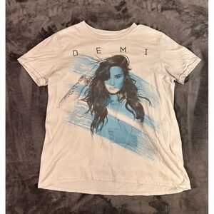 Demi Lovato Neon Lights Tour 2014 Concert T-Shirt Medium White Graphic Pop Music